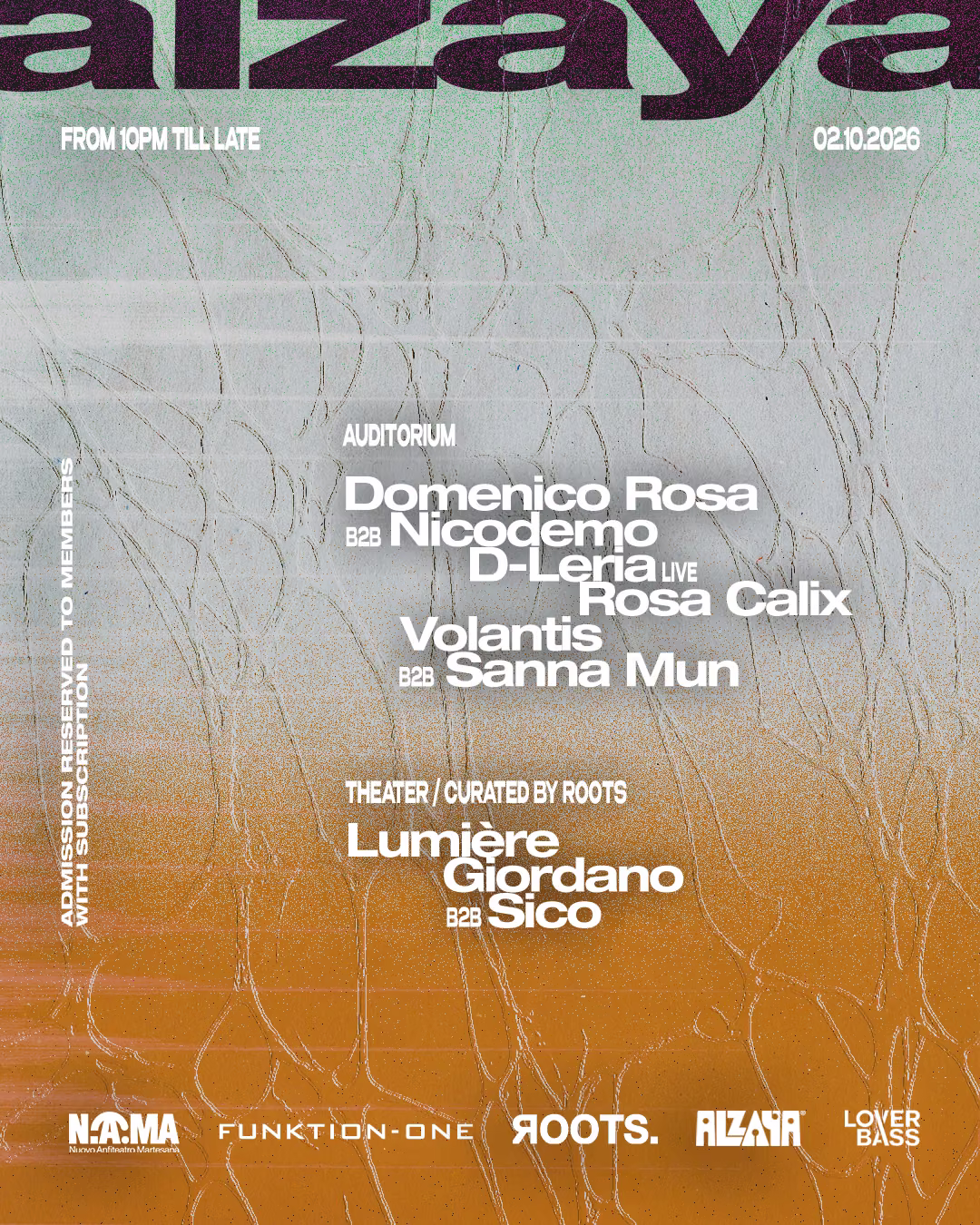 ALZAYA SEASON OPENING AT NAMA with D-Leria, Lumière, Domenico Rosa, Sanna Munn, Rosa Calix