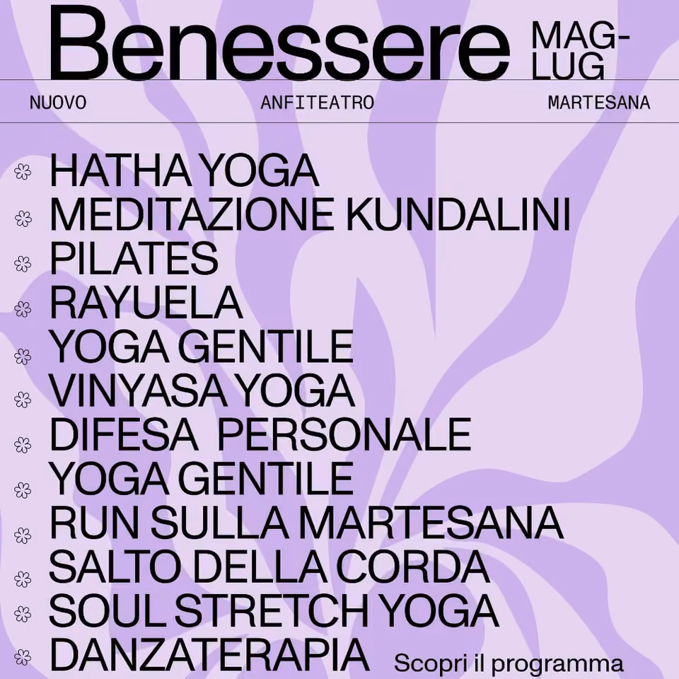 NAMA BENESSERE: LEZIONI DAL 4 MAGGIO AL 19 LUGLIO